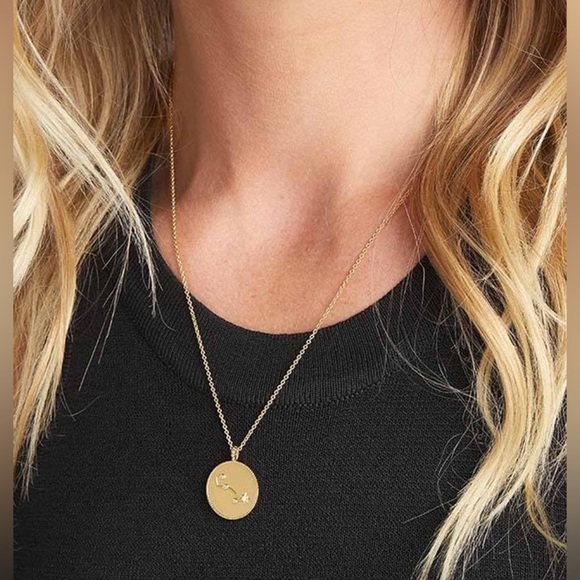 Gorjana 18k Gold Plated Brass Capricorn Opalite Astrology Coin Necklace - Picture 2 of 4